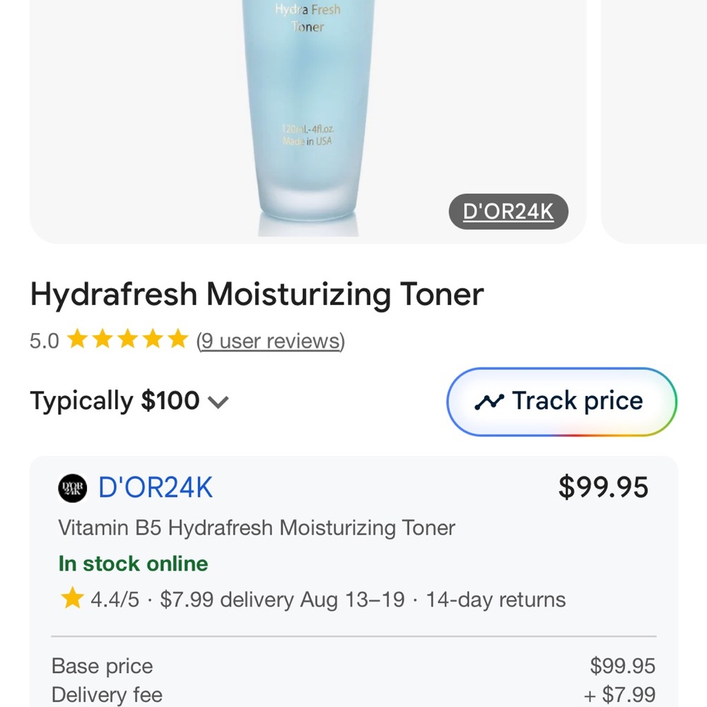 D'Or Skincare HydraFresh Toner - Light Blue